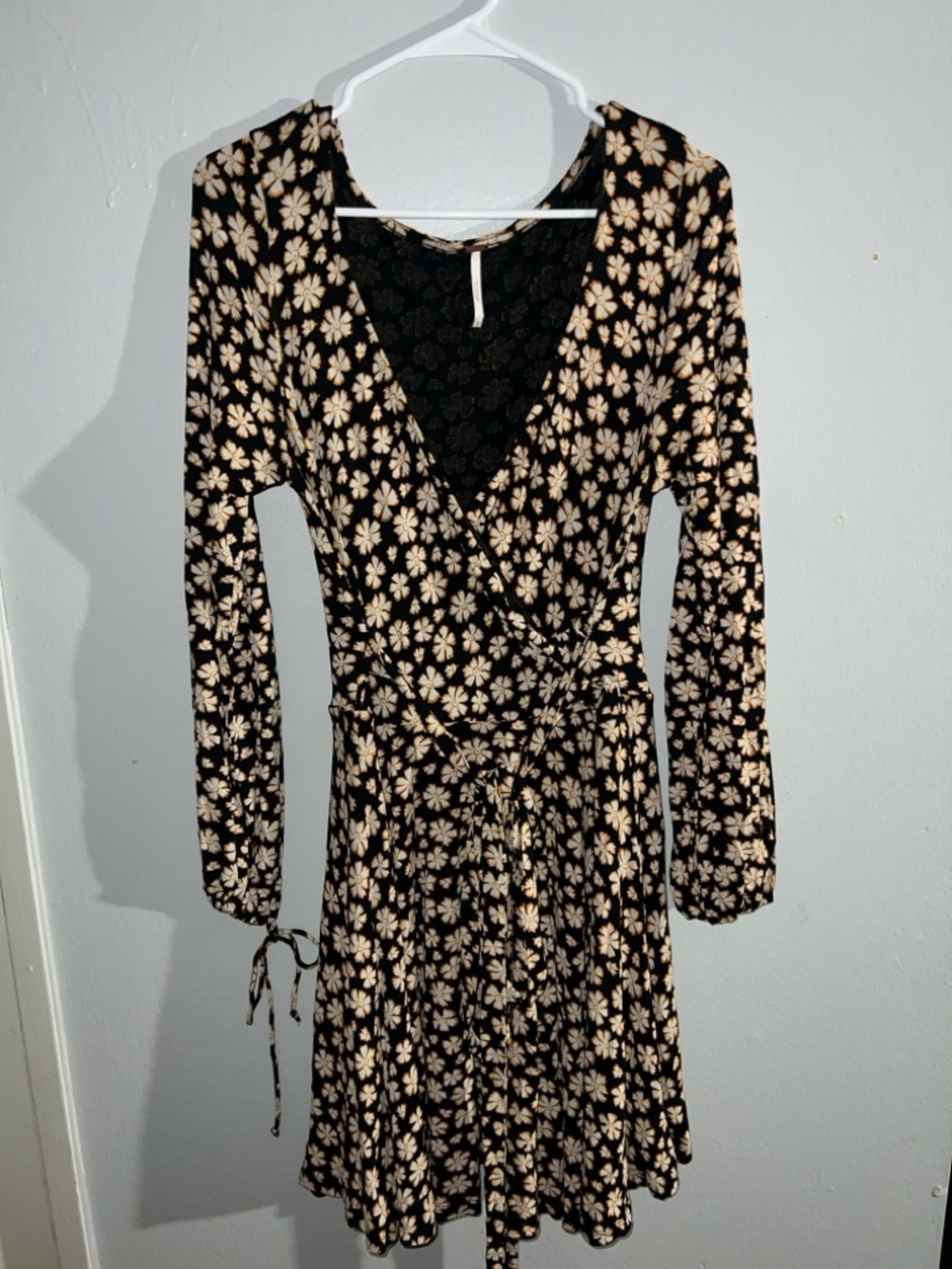 Free People Black Dress with Cream Daisy Print